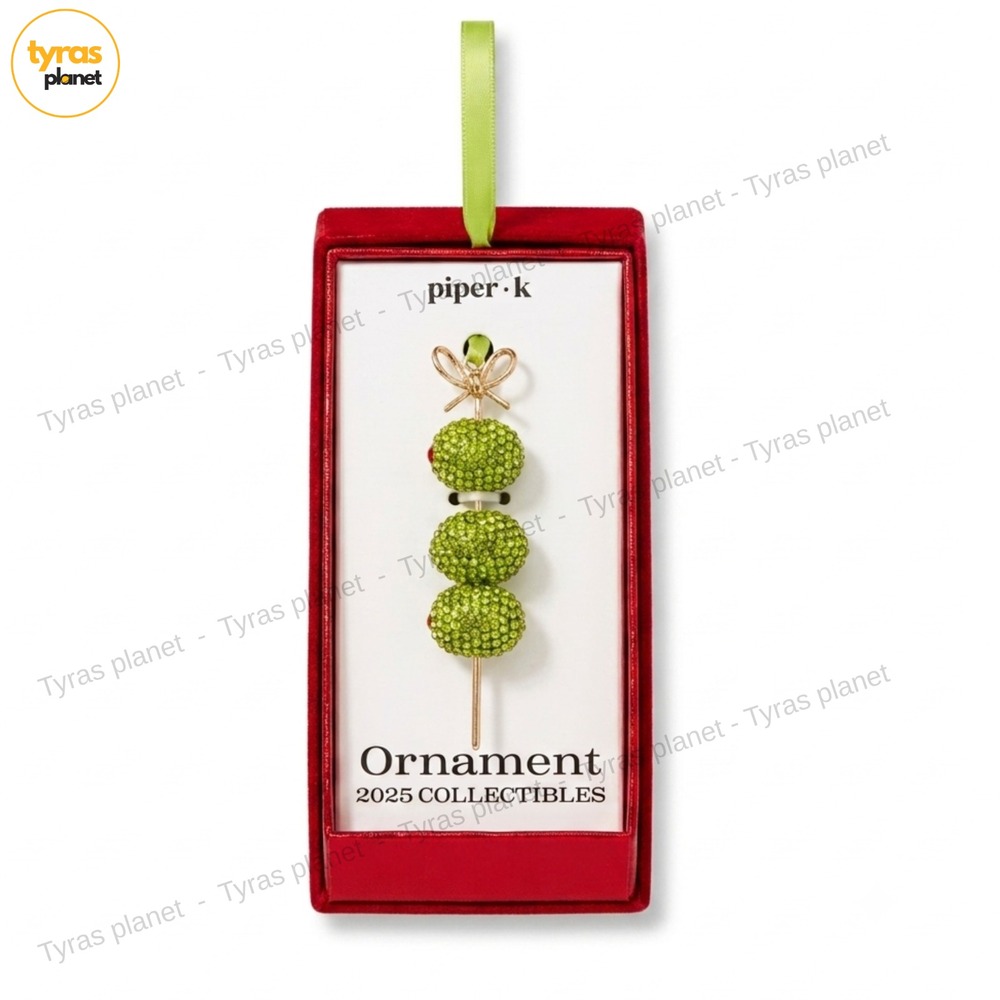 Piper K 2025 Collectibles Rhinestone Olive Martini Pick Ornament Green NEW